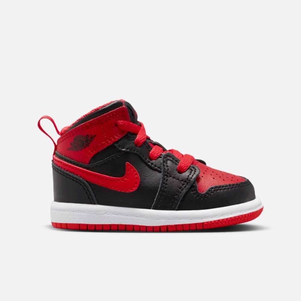 NIB Nike Jordan 1 Mid. Black/Red. 7C Toddler.